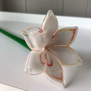 White glass blown flower